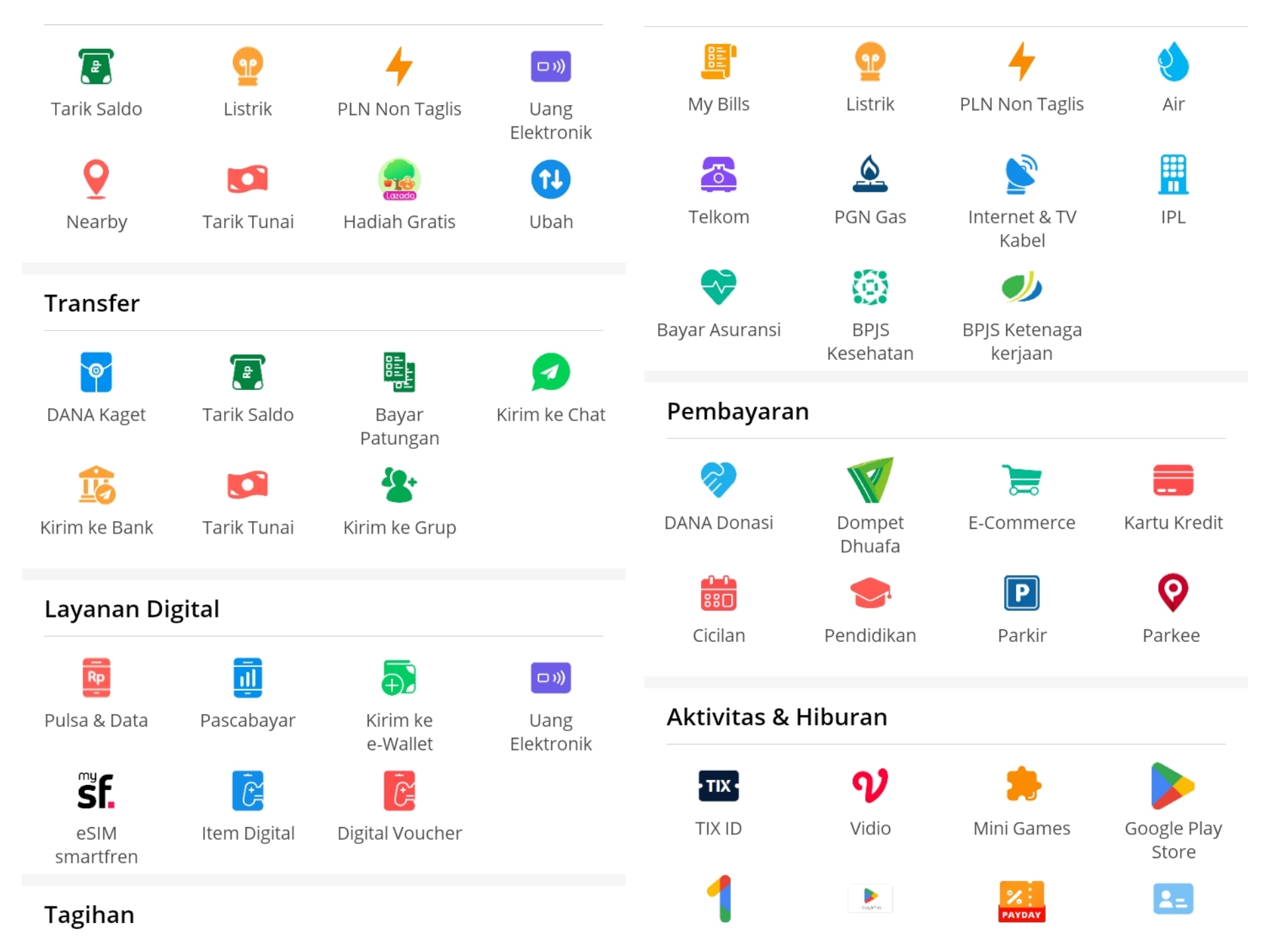 Layanan di Aplikasi Dana Fitur E-Wallet Dana