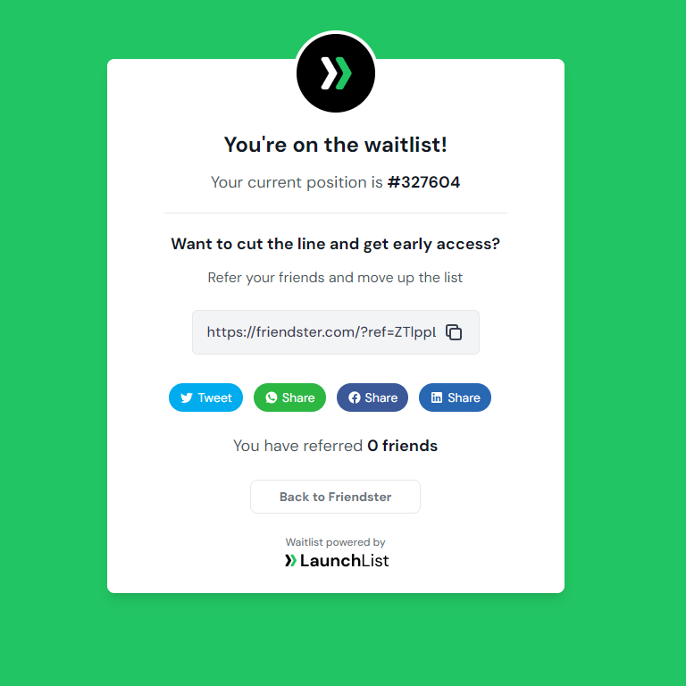 Waitlist Friendster Waitlist Friendster