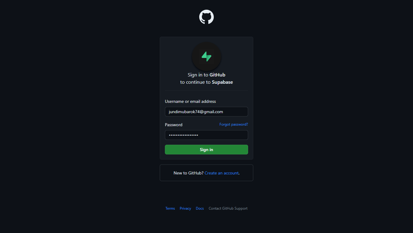 Sign Up Menggunakan Akun Github Sign Up Supabase Via Github