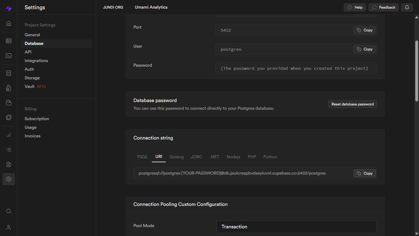 Setting Database Setting Database